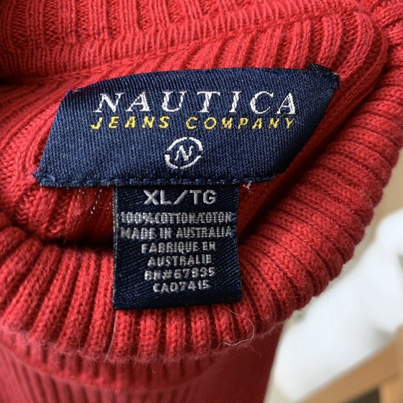 Vtg Nautica Women's Turtleneck Rib Knit Top Red XL - Picture 2 of 5